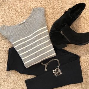 GAP gray and white striped sweater NWT